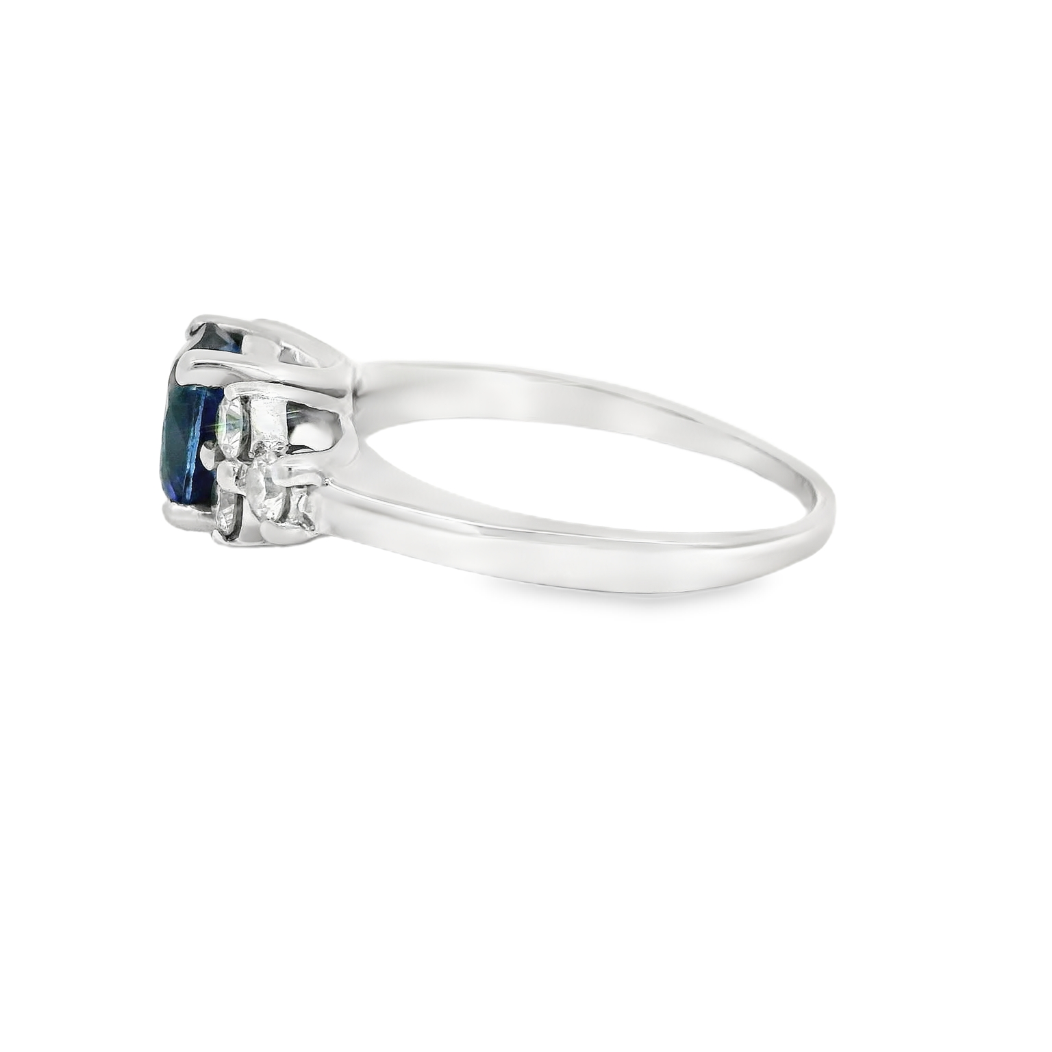 14K White Gold Sapphire and Diamond Ring