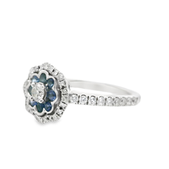 18K White Gold Sapphire and Diamond Ring