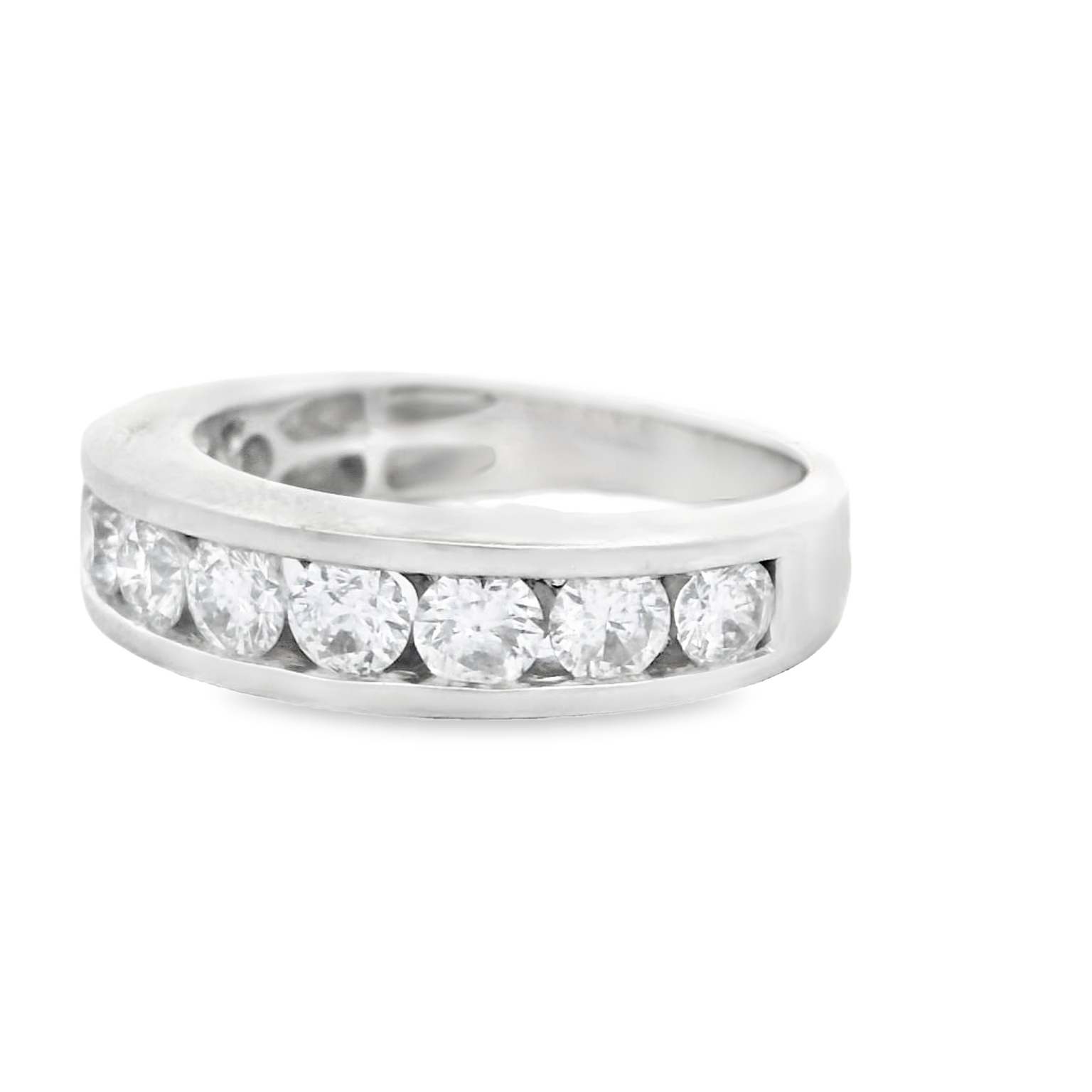 14k White Gold Diamond Channel Band