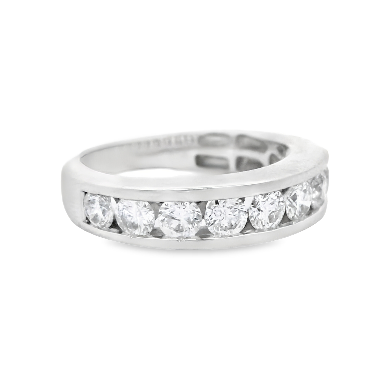 14k White Gold Diamond Channel Band