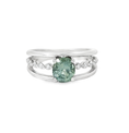 Load image into Gallery viewer, 14K White Gold Green Sapphire and Diamond Ring
