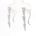 Load image into Gallery viewer, 18k White Gold Three Tier Graduated Baguette Earrings

