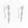 Load image into Gallery viewer, 18k White Gold Three Tier Graduated Baguette Earrings
