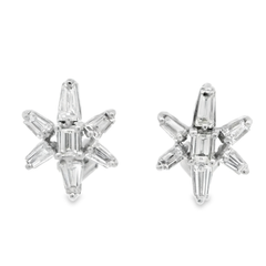 14K White Gold Diamond Star Earrings