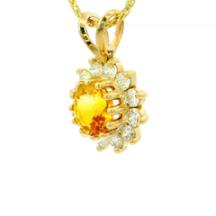 14K Yellow Sapphire Pendant With Lab Grown Diamond Halo