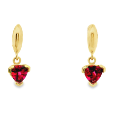 14K Yellow Gold Rubellite Trillion Dangle