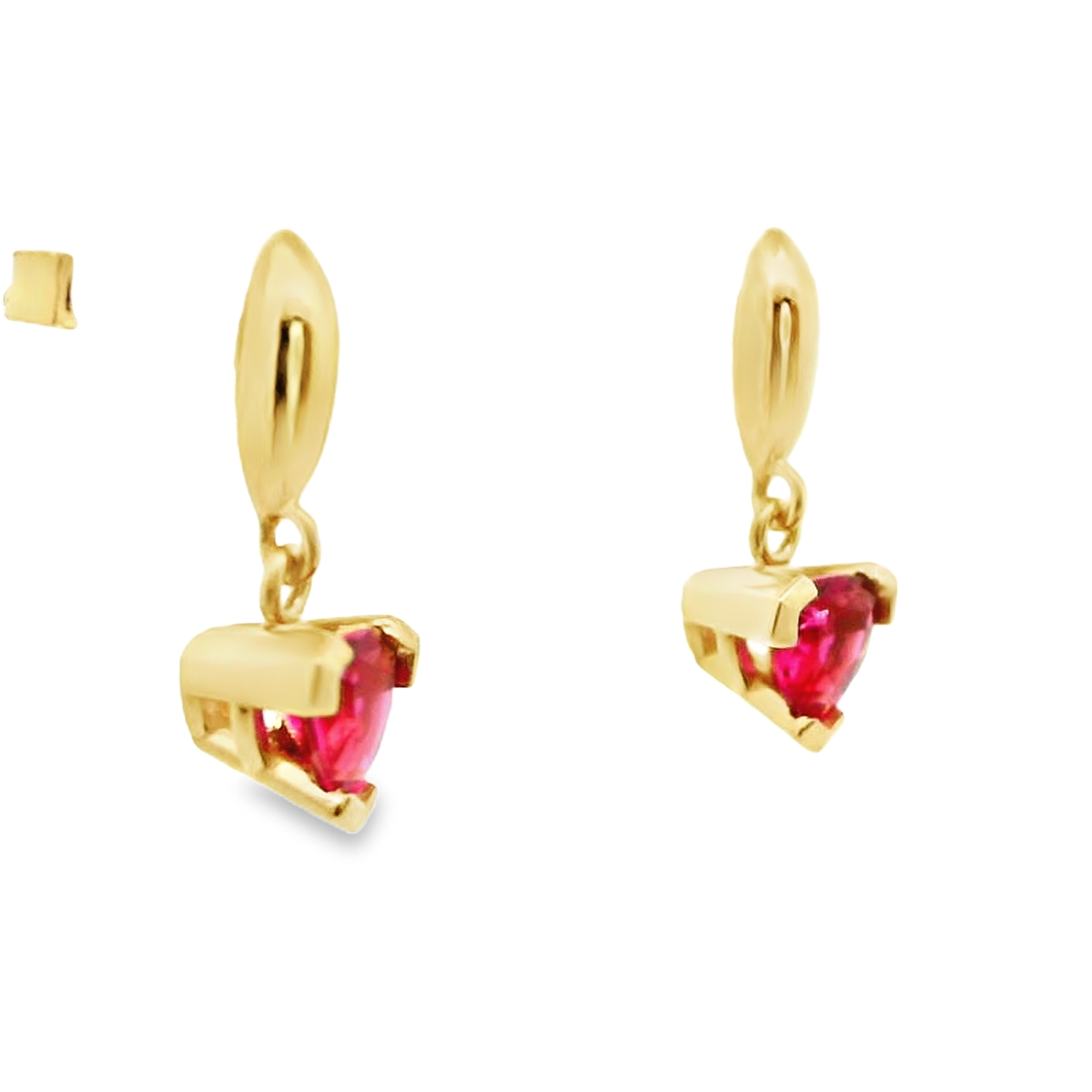 14K Yellow Gold Rubellite Trillion Dangle