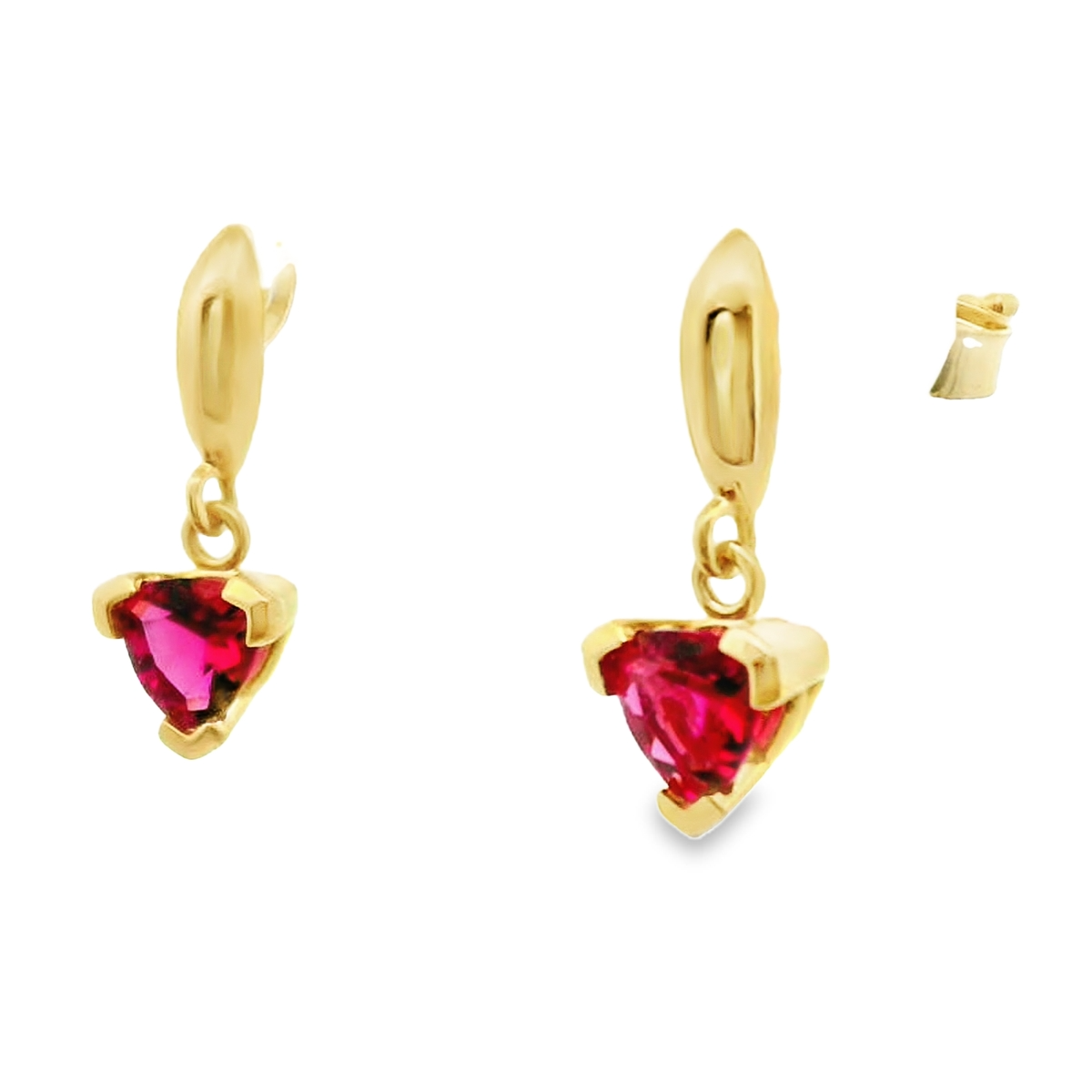 14K Yellow Gold Rubellite Trillion Dangle