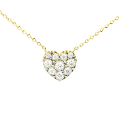 14K Yellow Gold Heart-Shaped Diamond Necklace