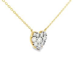 14K Yellow Gold Heart-Shaped Diamond Necklace