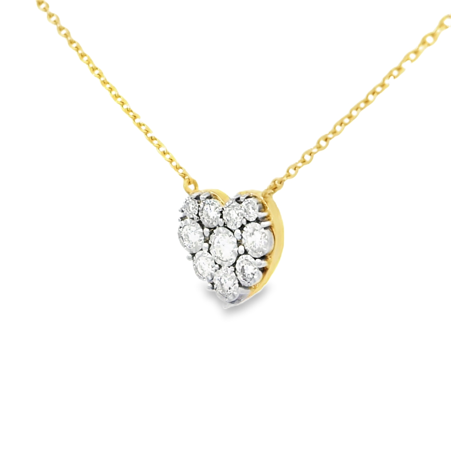 14K Yellow Gold Heart-Shaped Diamond Necklace