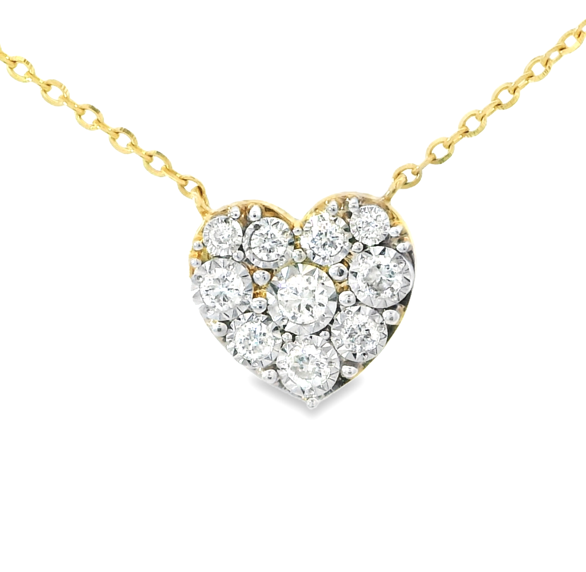 14K Yellow Gold Heart-Shaped Diamond Necklace