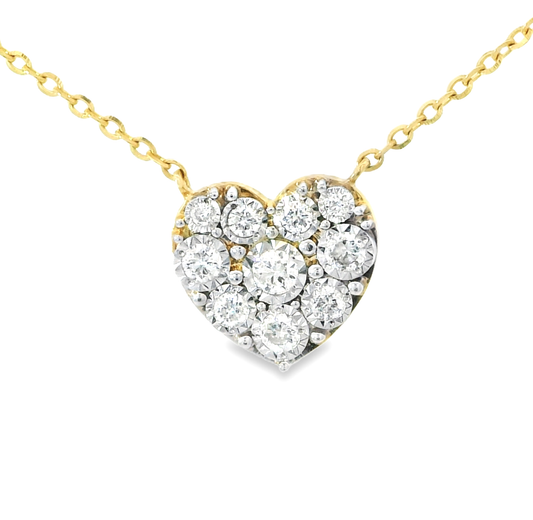 14K Yellow Gold Heart-Shaped Diamond Necklace