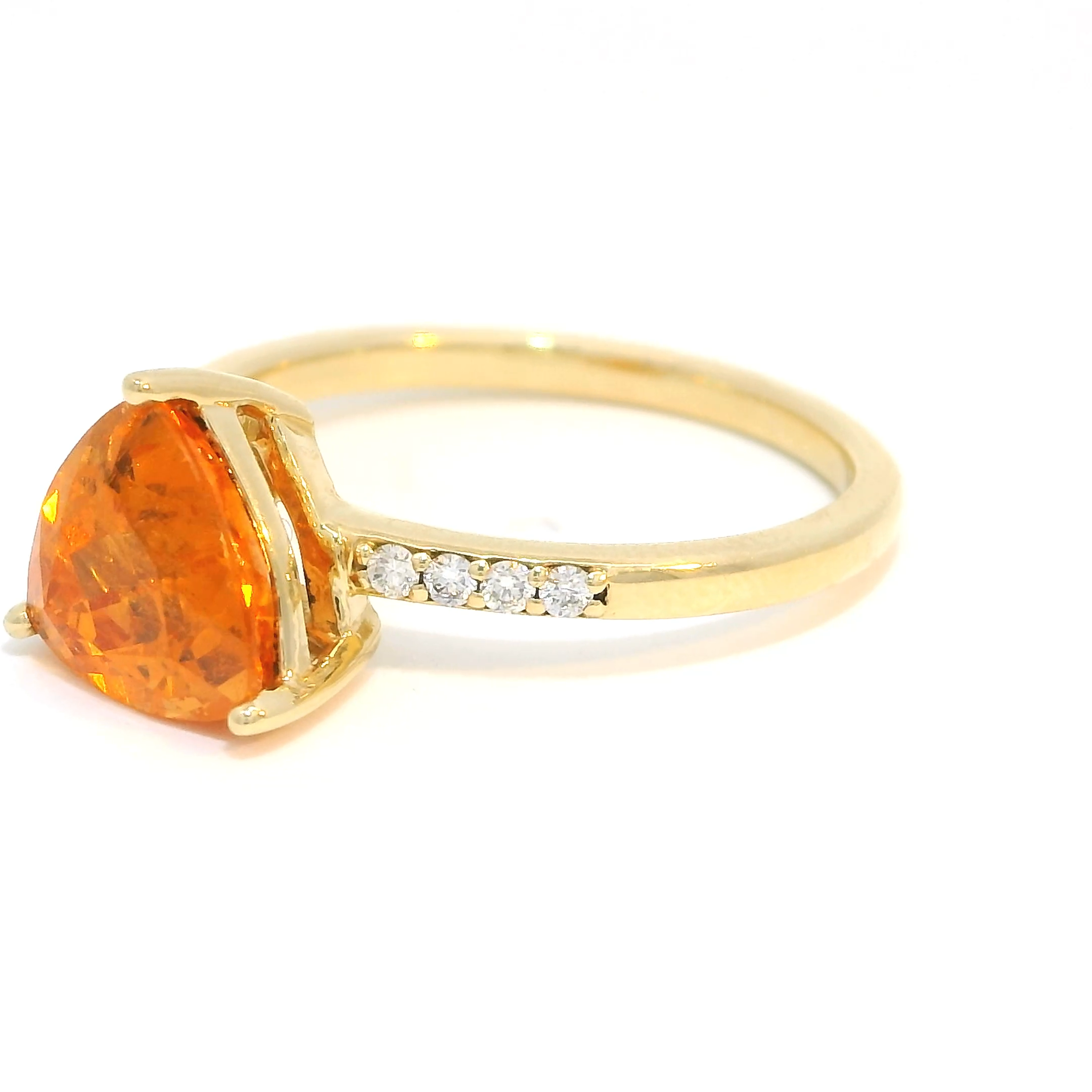 14kt Yellow Gold Spessarite Garnet and Diamond Ring