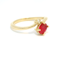 14K Yellow Gold Oval Spinel and Diamond Ring