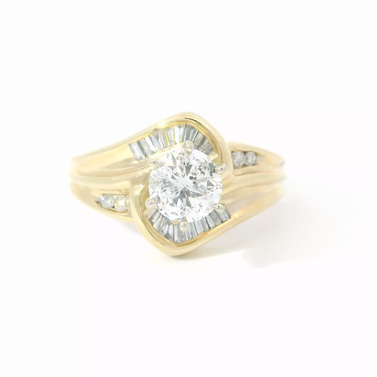 14K Yellow Gold Channel Diamond Engagement Ring