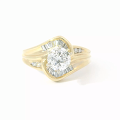 14K Yellow Gold Channel Diamond Engagement Ring