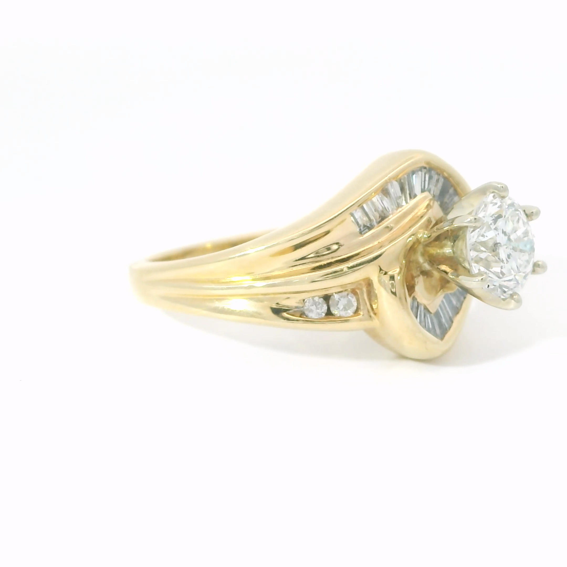 14K Yellow Gold Channel Diamond Engagement Ring