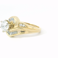 14K Yellow Gold Channel Diamond Engagement Ring