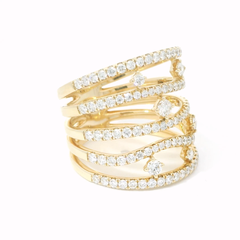 14K Yellow Gold 5 Row Diamond Band