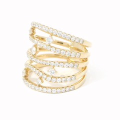 14K Yellow Gold 5 Row Diamond Band