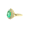 Load image into Gallery viewer, 14K Yellow Gold Pear Emerald Diamond Halo Ring
