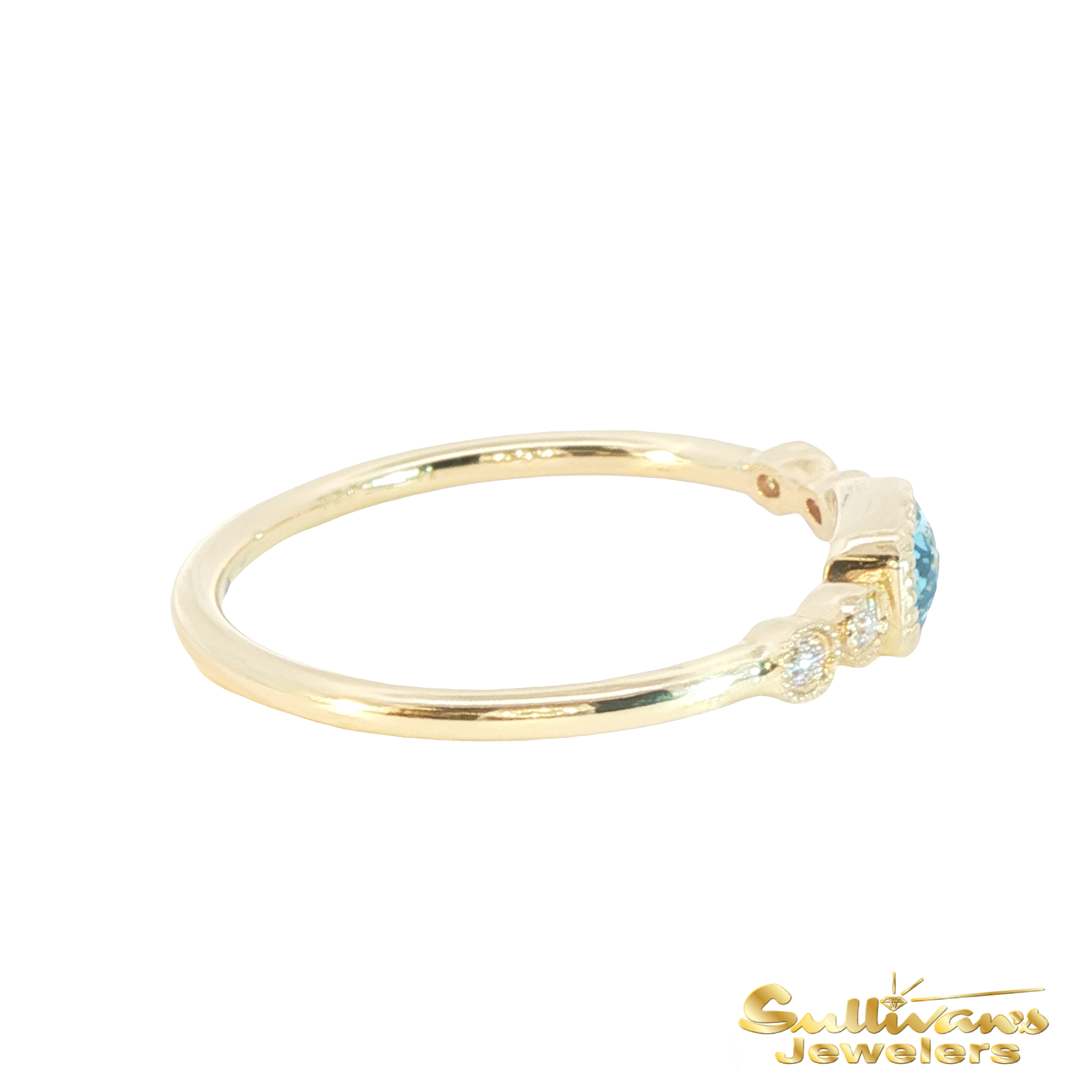 14K Yellow Gold Ring with Blue Topaz