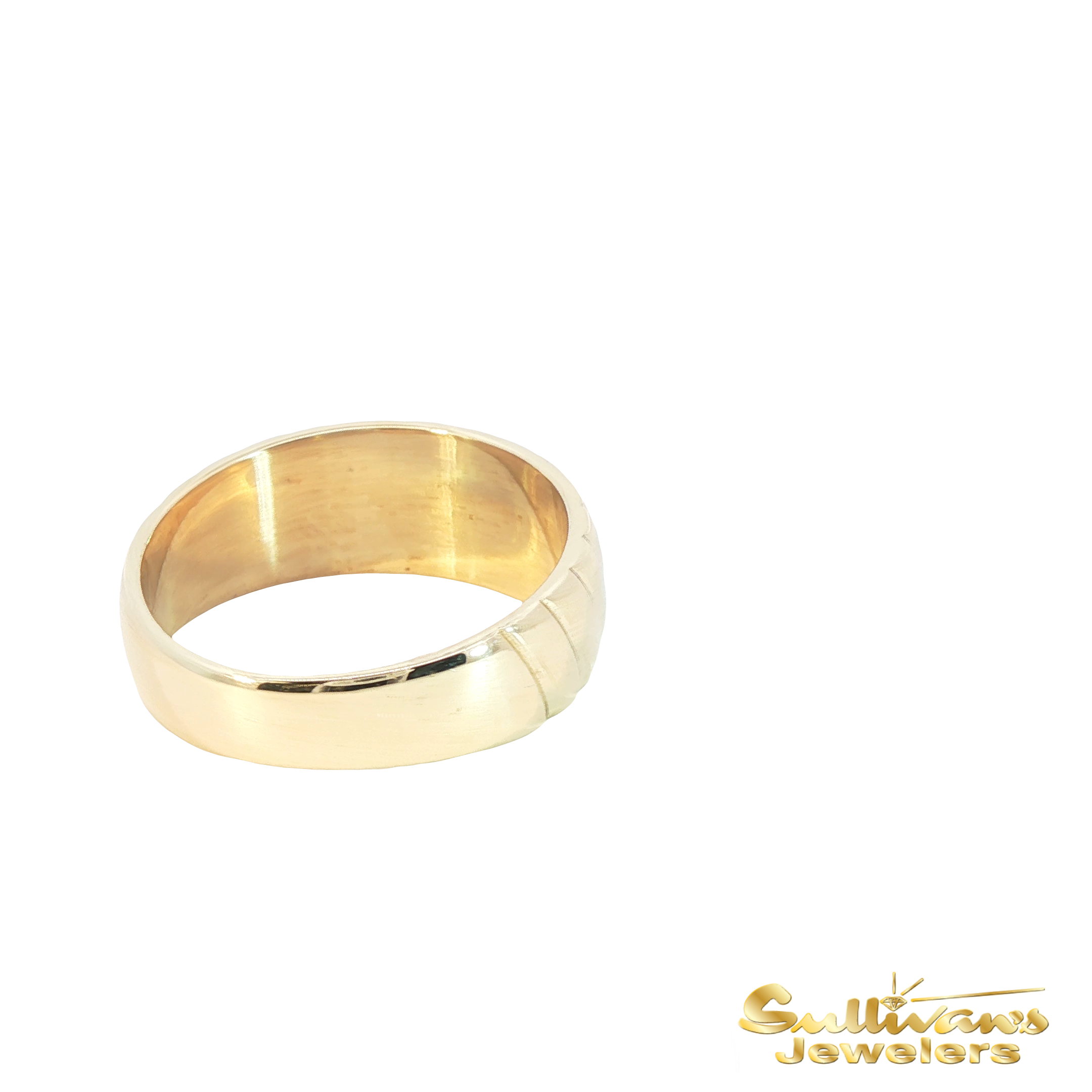14K Yellow Gold Textured Striped Band Ring