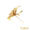 Load image into Gallery viewer, 18KT Gold Floral Brooch with Round Cabochon Pearl Centerpiece
