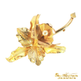 Load image into Gallery viewer, 18KT Gold Floral Brooch with Round Cabochon Pearl Centerpiece
