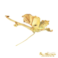 Load image into Gallery viewer, 18KT Gold Floral Brooch with Round Cabochon Pearl Centerpiece
