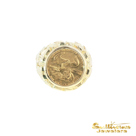 14K Yellow Gold Lady Liberty Signet Ring