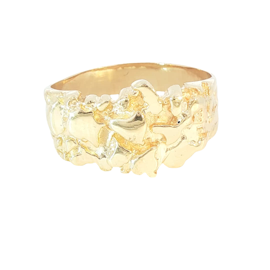 14K Yellow Gold Nugget Design Band Ring