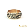Load image into Gallery viewer, 14K Yellow Gold Scroll Black Enamel Estate Ring
