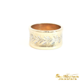 Load image into Gallery viewer, Textured Gold Band Ring with Leaf Design
