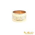 Load image into Gallery viewer, Textured Gold Band Ring with Leaf Design
