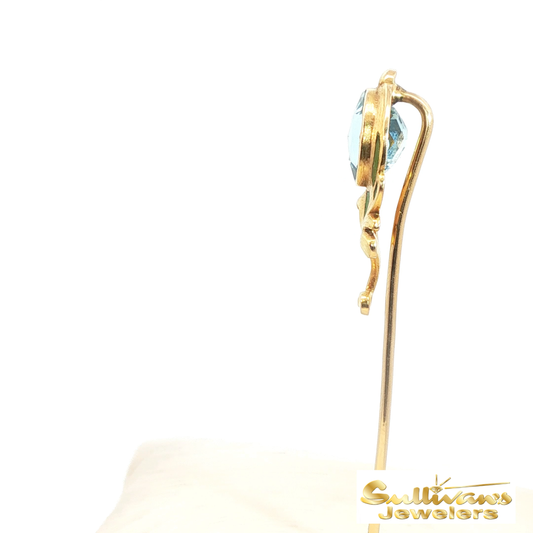 Vintage 14K Yellow Gold Aquamarine Pin