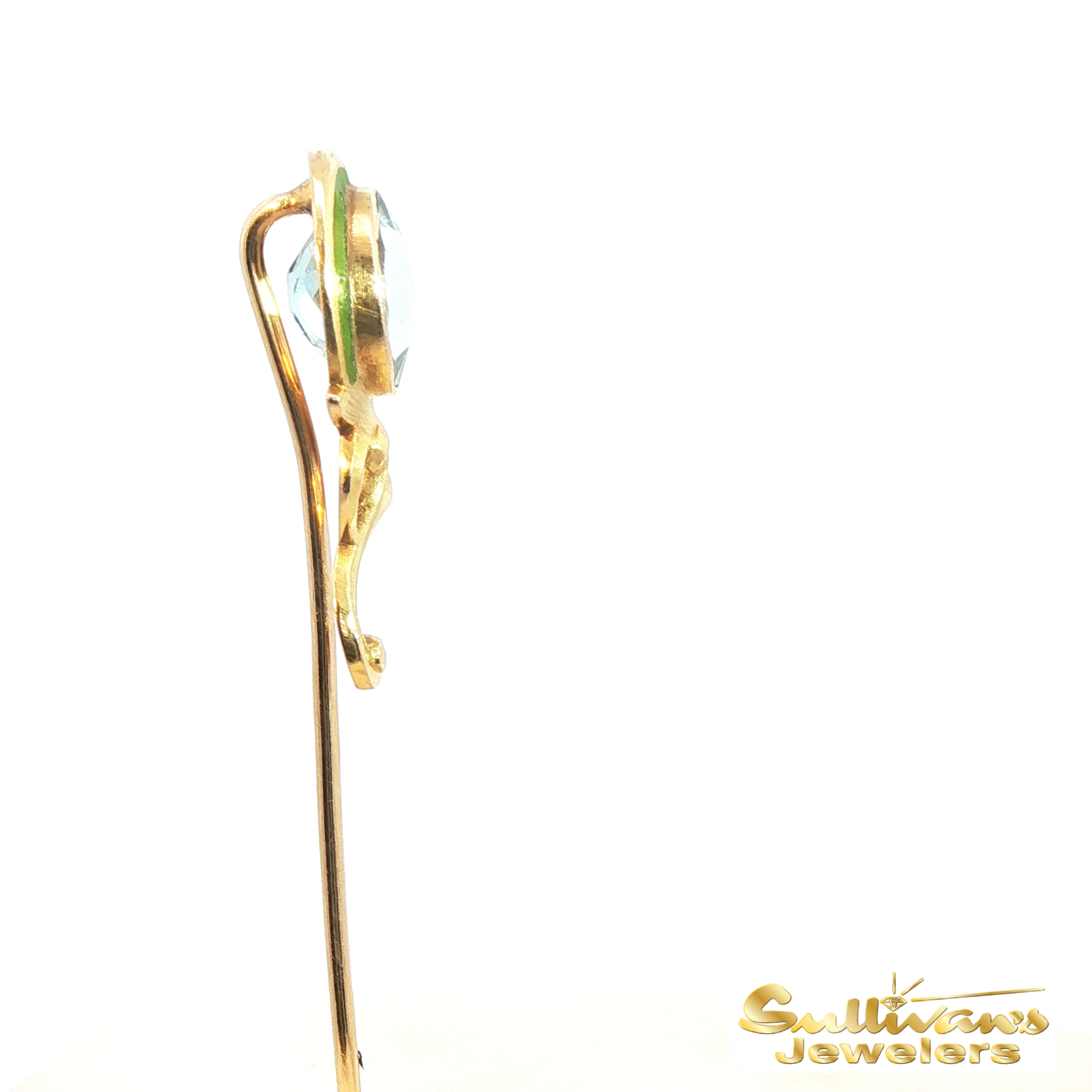 Vintage 14K Yellow Gold Aquamarine Pin