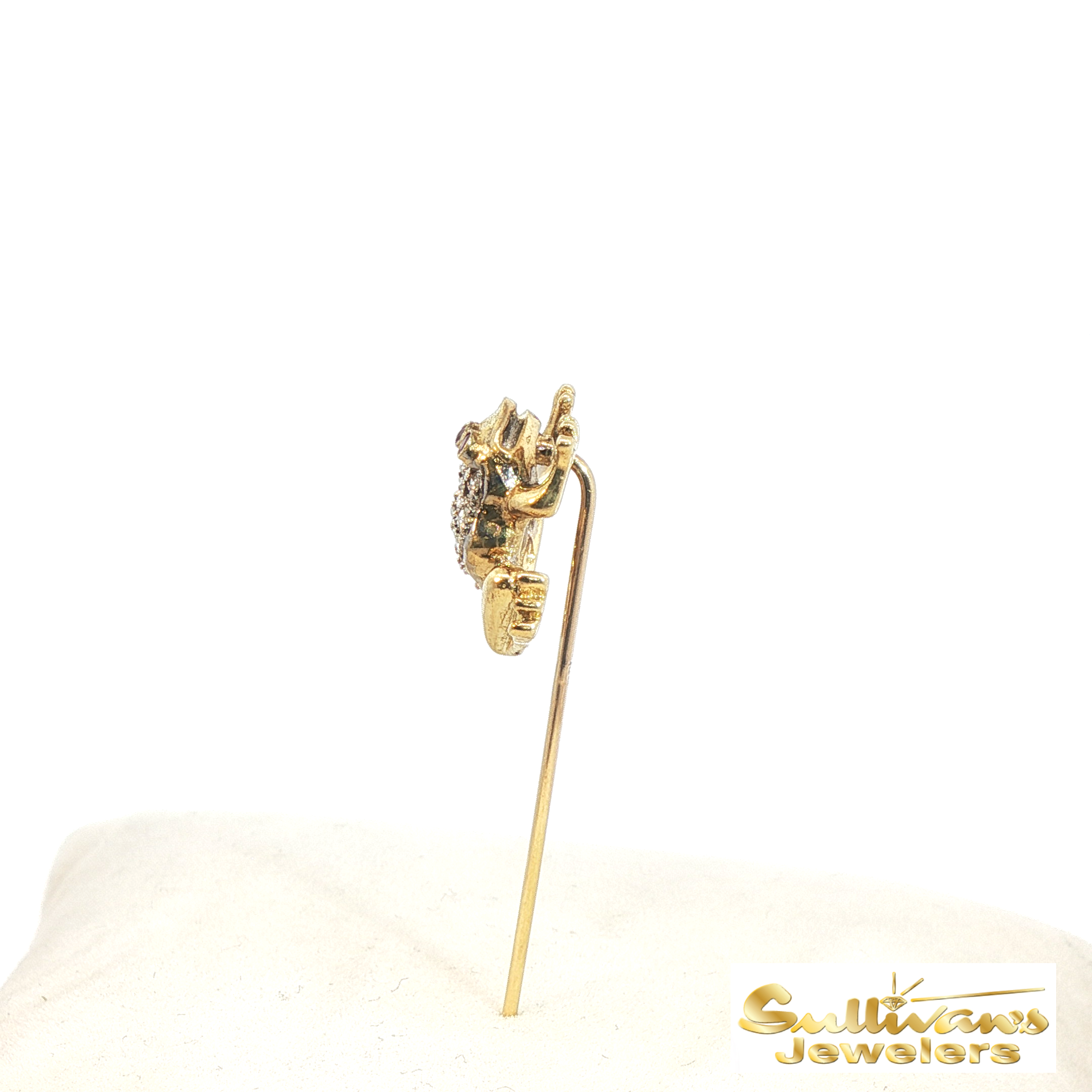 Vintage 14K Yellow Gold Diamond Frog Pin
