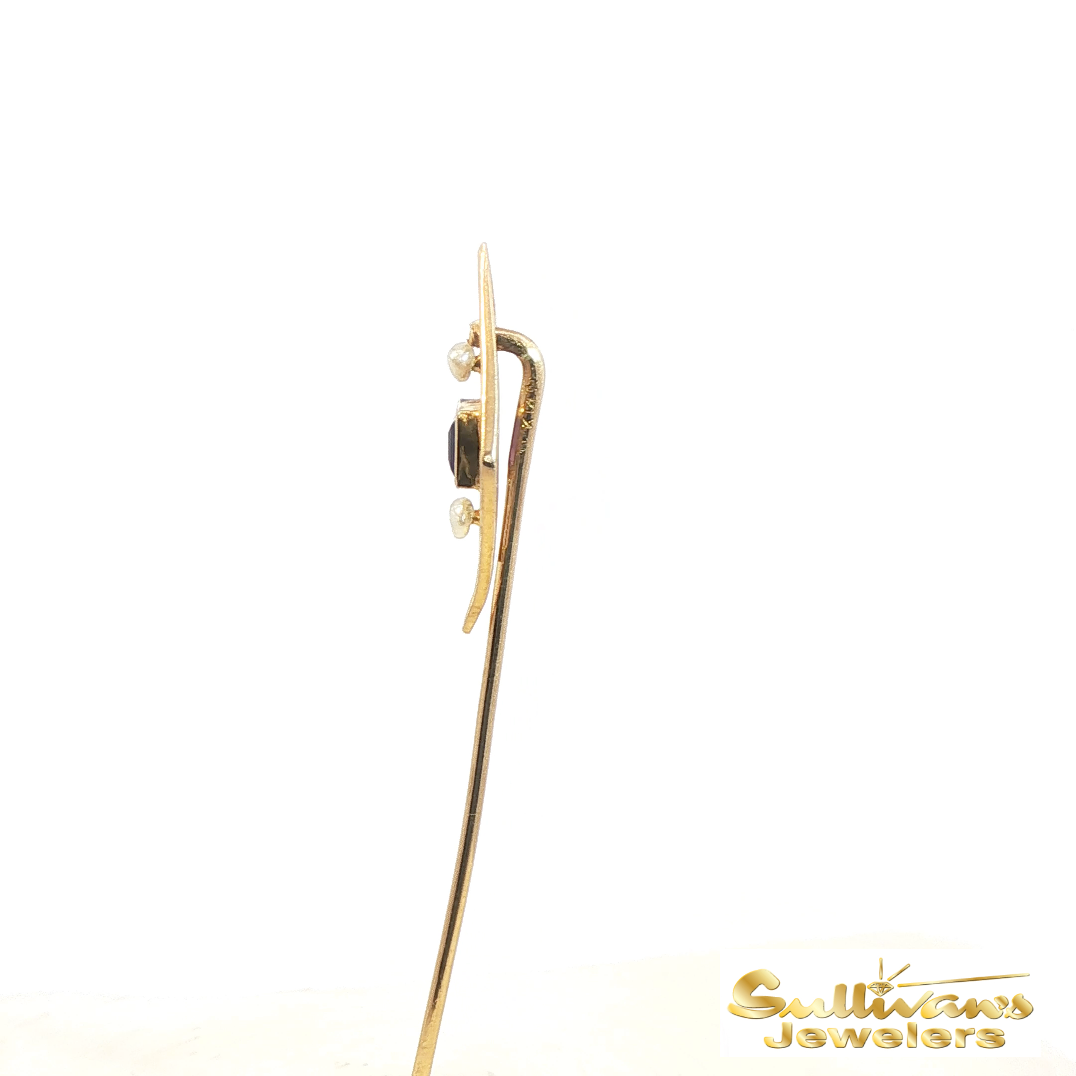 Vintage 14K Yellow Gold Amethyst Pin