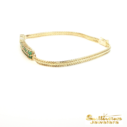 18K Yellow Gold Emerald Bracelet