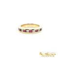 Load image into Gallery viewer, 14K Yellow Gold Ruby and Diamond Band
