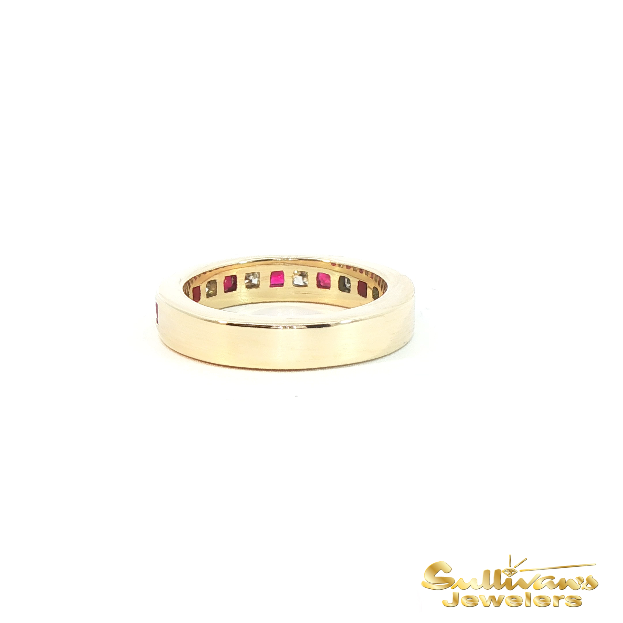 14K Yellow Gold Ruby and Diamond Band