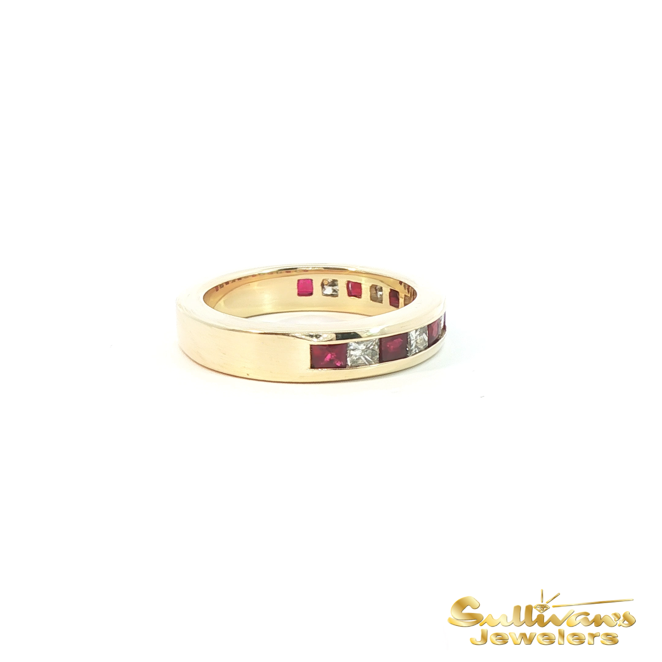 14K Yellow Gold Ruby and Diamond Band