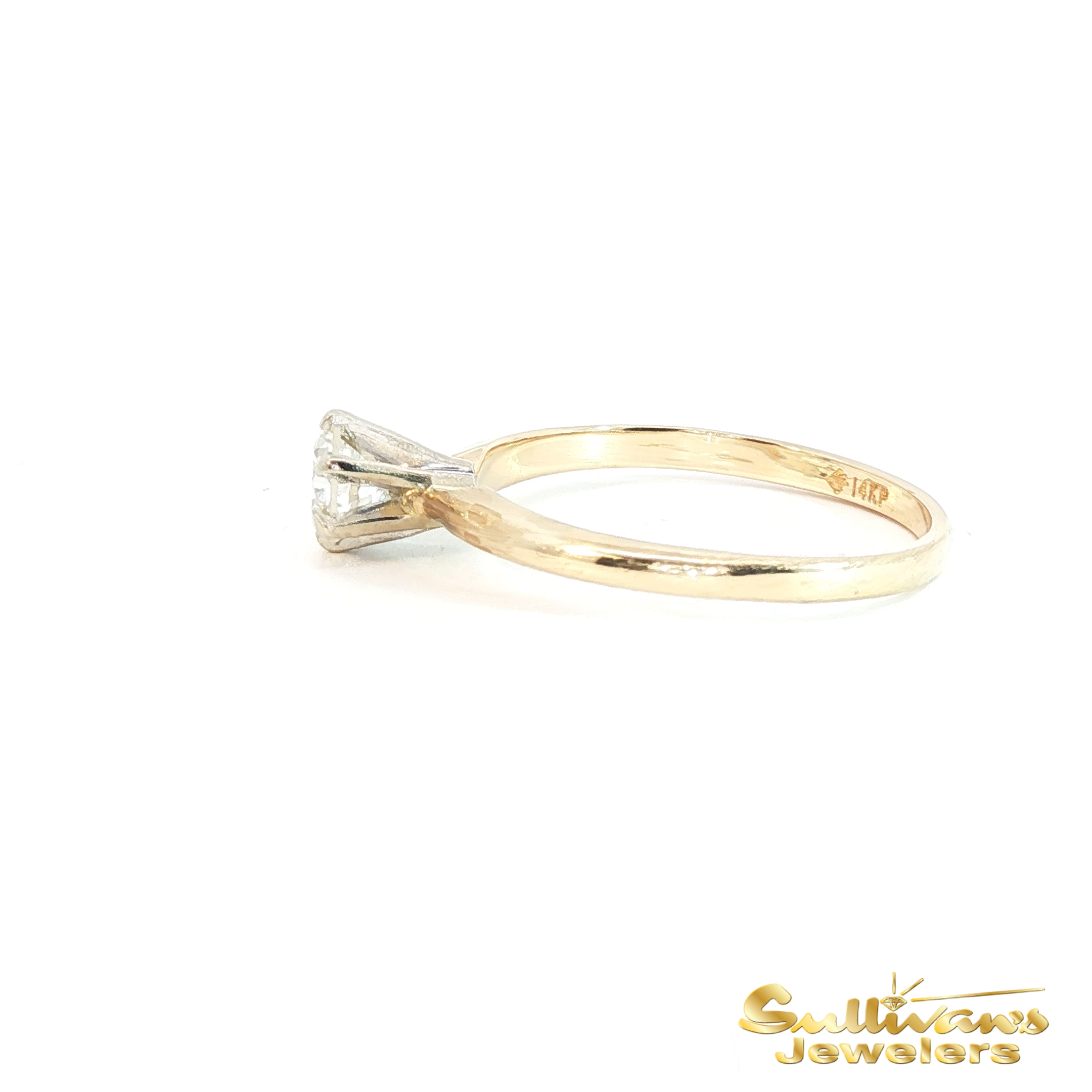 14K Classic Yellow Gold Diamond Solitaire Ring