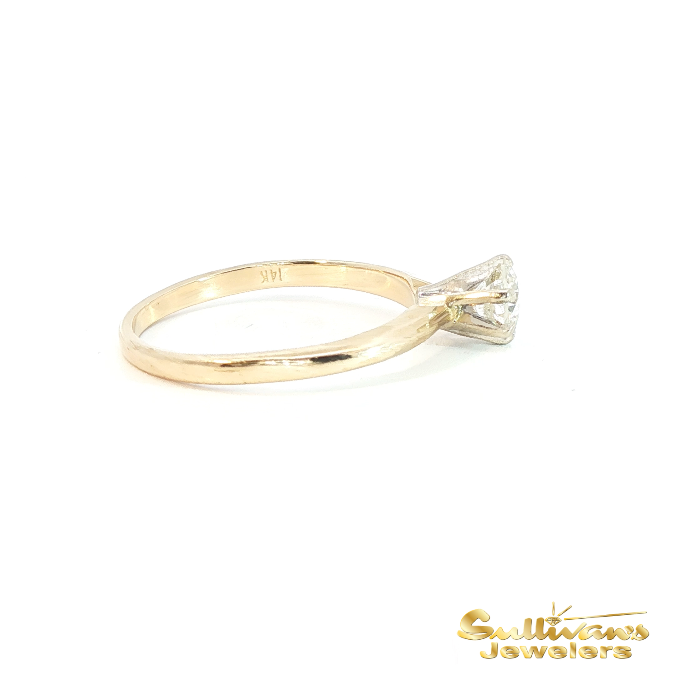 14K Classic Yellow Gold Diamond Solitaire Ring