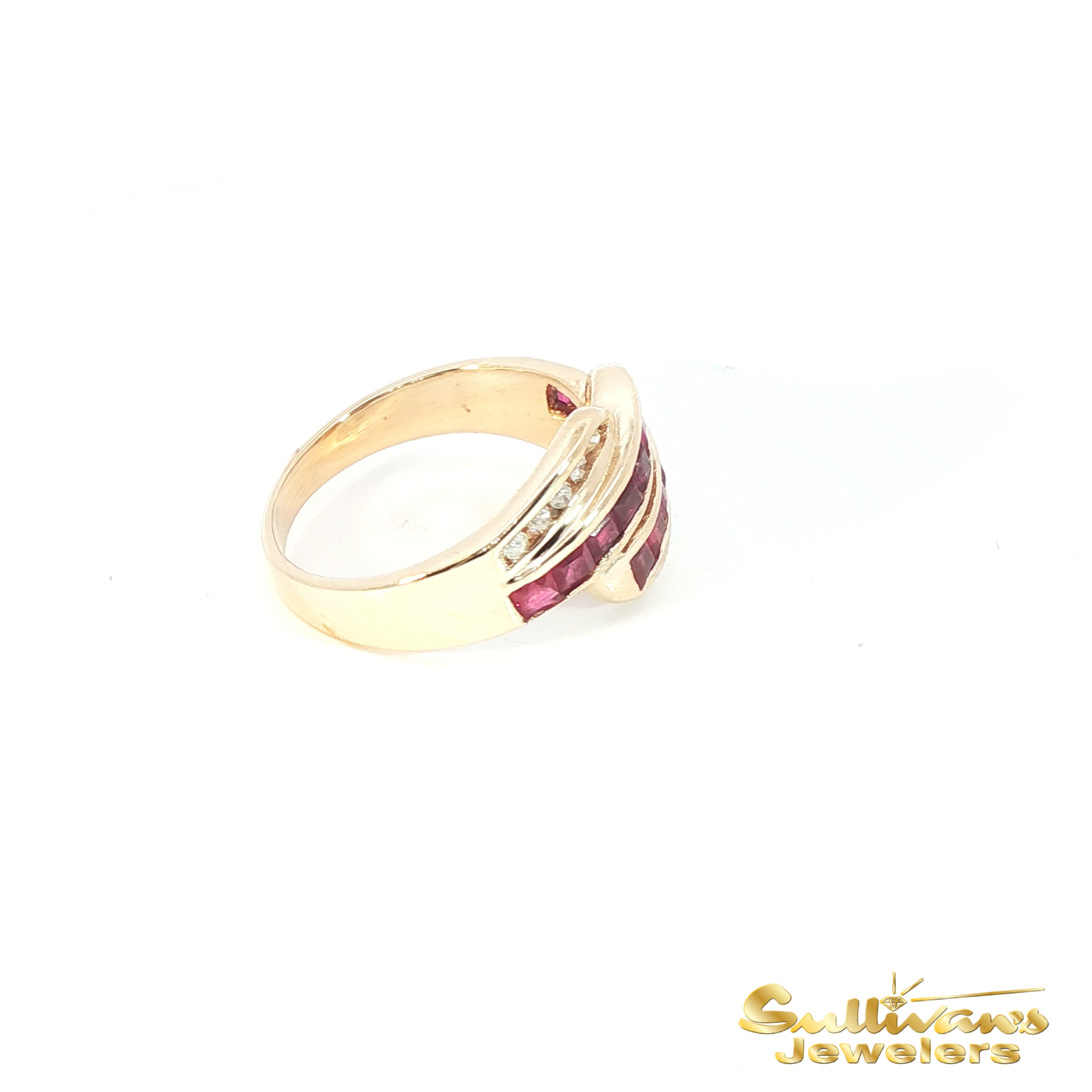 14K Yellow Gold Ruby and Diamond Ring