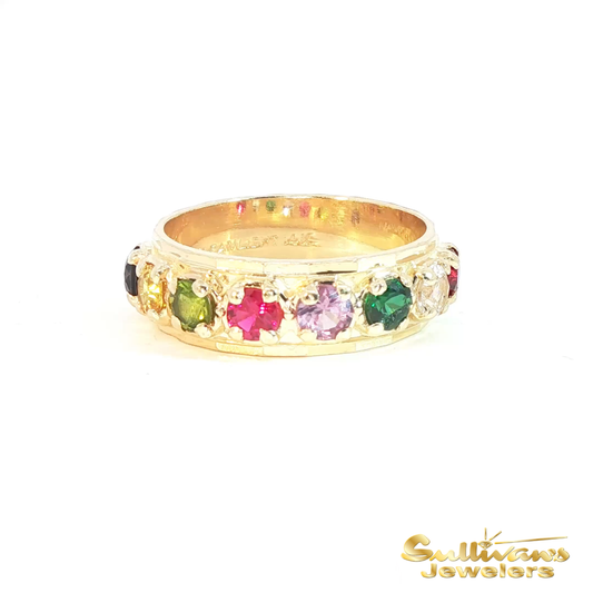 14K Yellow Gold Multi Gemstone Ring