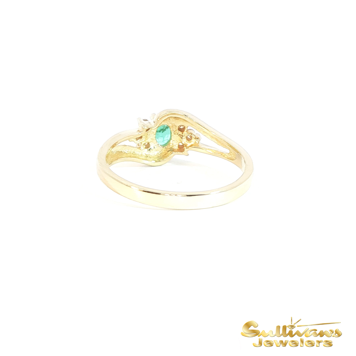 14K Yellow Gold Emerald Swirl Ring