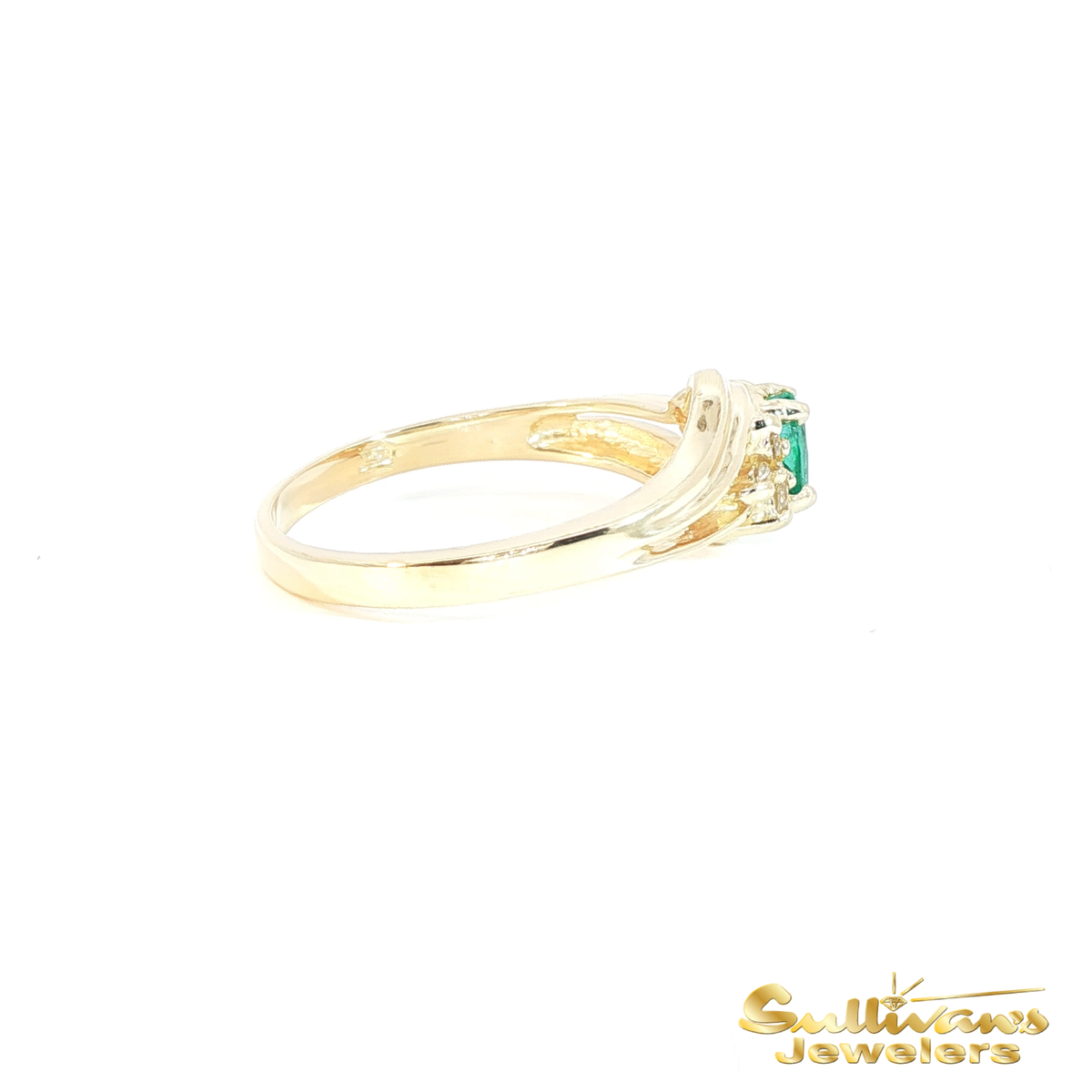 14K Yellow Gold Emerald Swirl Ring